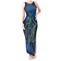 New Zealand Takahe Personalised Tank Maxi Dress Silver Fern Galaxy Polynesian Pattern