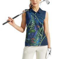 New Zealand Takahe Personalised Women Sleeveless Polo Shirt Silver Fern Galaxy Polynesian Pattern LT22 - Polynesian Pride