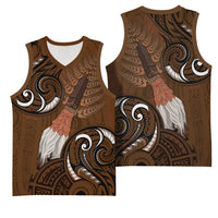 New Zealand Taiaha Basketball Jersey Maori Weapon Silver Fern Maori Pattern