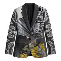 New Zealand Fantail Bird Blazer Maori Piwakawaka Kowhai Maori Pattern