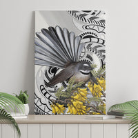 New Zealand Fantail Bird Canvas Wall Art Maori Piwakawaka Kowhai Maori Pattern