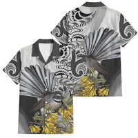 New Zealand Fantail Bird Family Matching Tank Maxi Dress and Hawaiian Shirt Maori Piwakawaka Kowhai Maori Pattern