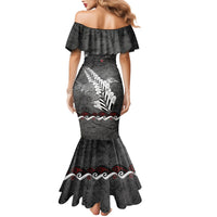 New Zealand Weka Personalised Family Matching Mermaid Dress and Hawaiian Shirt Aotearoa Hen Silver Fern Maori Pattern LT22 - Polynesian Pride