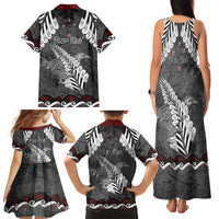 New Zealand Weka Personalised Family Matching Tank Maxi Dress and Hawaiian Shirt Aotearoa Hen Silver Fern Maori Pattern LT22 - Polynesian Pride