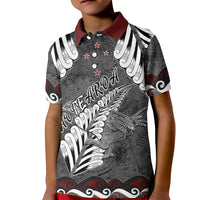 New Zealand Weka Personalised Kid Polo Shirt Aotearoa Hen Silver Fern Maori Pattern LT22 Kid Black - Polynesian Pride