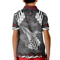 New Zealand Weka Personalised Kid Polo Shirt Aotearoa Hen Silver Fern Maori Pattern LT22 - Polynesian Pride
