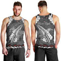 New Zealand Weka Personalised Men Tank Top Aotearoa Hen Silver Fern Maori Pattern