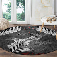 New Zealand Weka Personalised Round Carpet Aotearoa Hen Silver Fern Maori Pattern