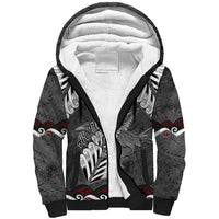 New Zealand Weka Personalised Sherpa Hoodie Aotearoa Hen Silver Fern Maori Pattern LT22 Unisex Black - Polynesian Pride