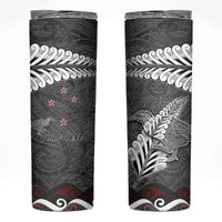New Zealand Weka Personalised Skinny Tumbler Aotearoa Hen Silver Fern Maori Pattern LT22 Black - Polynesian Pride