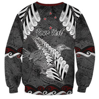 New Zealand Weka Personalised Sweatshirt Aotearoa Hen Silver Fern Maori Pattern