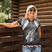 New Zealand Weka Personalised Women Polo Shirt Aotearoa Hen Silver Fern Maori Pattern LT22 - Polynesian Pride