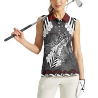 New Zealand Weka Personalised Women Sleeveless Polo Shirt Aotearoa Hen Silver Fern Maori Pattern LT22 - Polynesian Pride