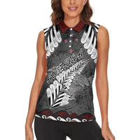 New Zealand Weka Personalised Women Sleeveless Polo Shirt Aotearoa Hen Silver Fern Maori Pattern LT22 - Polynesian Pride