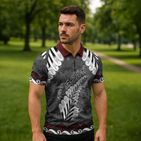 New Zealand Weka Personalised Zipper Polo Shirt Aotearoa Hen Silver Fern Maori Pattern LT22 - Polynesian Pride