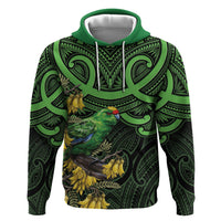 New Zealand Parakeet Bird Hoodie Maori Kakariki Kowhai Maori Pattern