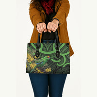 New Zealand Parakeet Bird Leather Bag Maori Kakariki Kowhai Maori Pattern