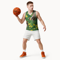 Bellbird New Zealand Personalised Basketball Jersey Kowhai Flower Maori Pattern