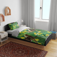 Bellbird New Zealand Personalised Bedding Set Kowhai Flower Maori Pattern