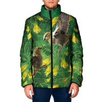 Bellbird New Zealand Personalised Padded Jacket Kowhai Flower Maori Pattern