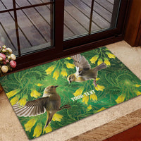 Bellbird New Zealand Personalised Rubber Doormat Kowhai Flower Maori Pattern
