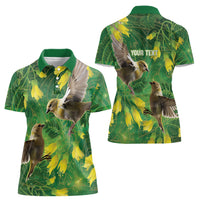 Bellbird New Zealand Personalised Women Polo Shirt Kowhai Flower Maori Pattern LT22 - Polynesian Pride