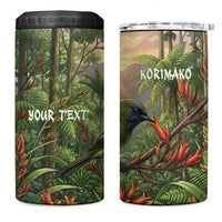 Bellbird New Zealand Personalised 4 in 1 Can Cooler Tumbler Korimako Harakeke Flower Native Forest LT22 One Size: 16 oz Green - Polynesian Pride