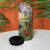 Bellbird New Zealand Personalised 4 in 1 Can Cooler Tumbler Korimako Harakeke Flower Native Forest LT22 - Polynesian Pride