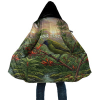 Bellbird New Zealand Personalised Cloak Korimako Harakeke Flower Native Forest
