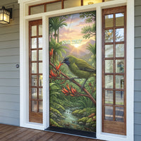 Bellbird New Zealand Personalised Door Cover Korimako Harakeke Flower Native Forest