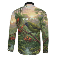 Bellbird New Zealand Personalised Family Matching Puletasi and Hawaiian Shirt Korimako Harakeke Flower Native Forest LT22 - Polynesian Pride