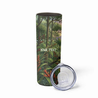 Bellbird New Zealand Personalised Skinny Tumbler Korimako Harakeke Flower Native Forest LT22 - Polynesian Pride