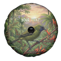 Bellbird New Zealand Personalised Spare Tire Cover Korimako Harakeke Flower Native Forest LT22 - Polynesian Pride