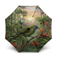 Bellbird New Zealand Personalised Umbrella Korimako Harakeke Flower Native Forest