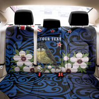 Tomtit New Zealand Personalised Back Car Seat Cover Miromiro Manuka Flower Maori Pattern
