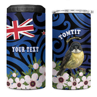 Tomtit New Zealand Personalised 4 in 1 Can Cooler Tumbler Miromiro Manuka Flower Maori Pattern LT22 One Size: 16 oz Blue - Polynesian Pride