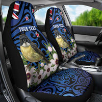 Tomtit New Zealand Personalised Car Seat Cover Miromiro Manuka Flower Maori Pattern