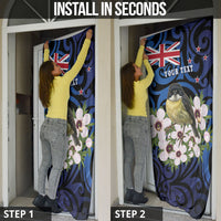 Tomtit New Zealand Personalised Door Cover Miromiro Manuka Flower Maori Pattern