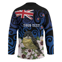 Tomtit New Zealand Personalised Hockey Jersey Miromiro Manuka Flower Maori Pattern