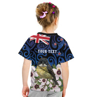 Tomtit New Zealand Personalised Kid T Shirt Miromiro Manuka Flower Maori Pattern