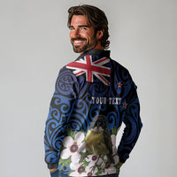 Tomtit New Zealand Personalised Long Sleeve Polo Shirt Miromiro Manuka Flower Maori Pattern