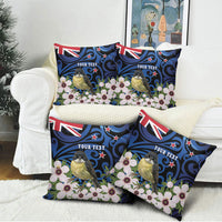 Tomtit New Zealand Personalised Pillow Cover Miromiro Manuka Flower Maori Pattern