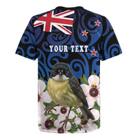 Tomtit New Zealand Personalised Rugby Jersey Miromiro Manuka Flower Maori Pattern