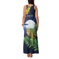 Kakapo New Zealand Personalised Family Matching Tank Maxi Dress and Hawaiian Shirt Kowhai Flower Silver Fern Maori Pattern LT22 - Polynesian Pride