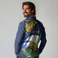 Kakapo New Zealand Personalised Long Sleeve Polo Shirt Kowhai Flower Silver Fern Maori Pattern LT22 - Polynesian Pride