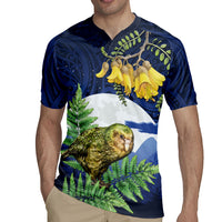Kakapo New Zealand Personalised Rugby Jersey Kowhai Flower Silver Fern Maori Pattern