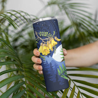 Kakapo New Zealand Personalised Skinny Tumbler Kowhai Flower Silver Fern Maori Pattern LT22 - Polynesian Pride