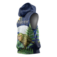 Kakapo New Zealand Personalised Sleeveless Hoodie Kowhai Flower Silver Fern Maori Pattern LT22 - Polynesian Pride
