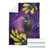 New Zealand Tui Bird Matariki Blanket Kowhai Flower Silver Fern Galaxy Maori Pattern
