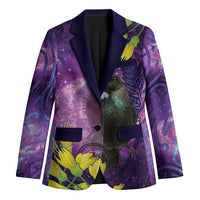 New Zealand Tui Bird Matariki Blazer Kowhai Flower Silver Fern Galaxy Maori Pattern